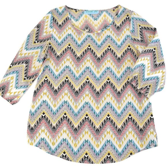 Francesca's Aina Be Rainbow Southwest Chevron Lightweight Blouse Shirt Top S - Picture 1 of 10